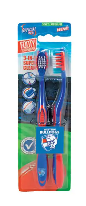 Afl toothbrush western bulldogs twin pack