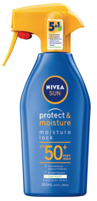 My Chemist Nivea sun spf 50+ protect & moisture trigger spray 300ml offer