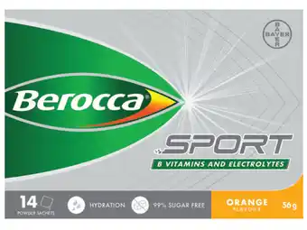My Chemist Berocca sport electrolyte powder orange 56g x 14 pack offer