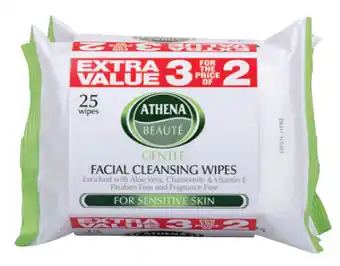 My Chemist Athena facial cleansing wipes sensitive 3 x 25 pack offer