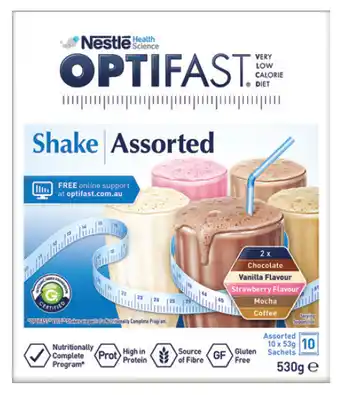 My Chemist Optifast vlcd shake assorted 10 x 53g sachets offer