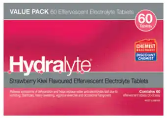 My Chemist Hydralyte electrolyte effervescent strawberry kiwi 60 tablets offer