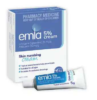 My Chemist Emla topical anaesthesia cream 1 x 5g tube with 2 dressings offer