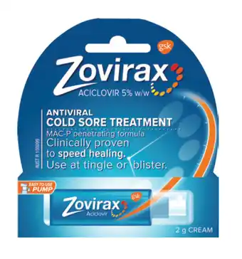 My Chemist Zovirax cold sore treatment cream pump 2g offer