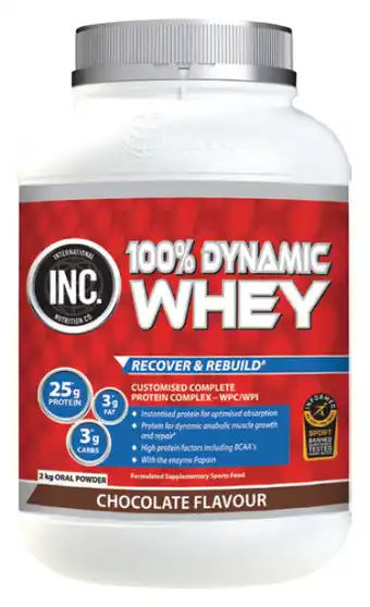 My Chemist Inc 100% dynamic whey chocolate flavour 2kg offer