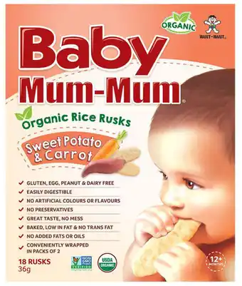 My Chemist Baby mum-mum rice rusks sweet potato & carrot flavour 36g offer