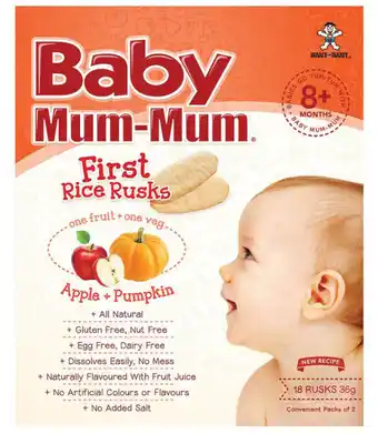My Chemist Baby mum-mum rice rusks apple & pumpkin flavour 36g offer