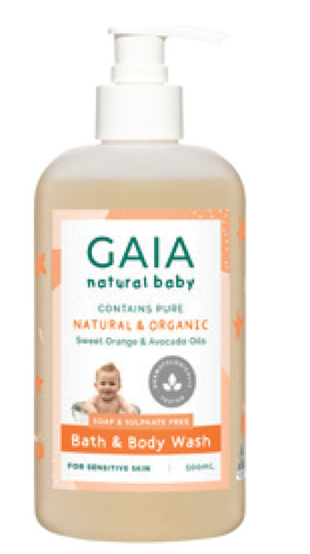 Gaia natural baby bath & body wash 500ml pump