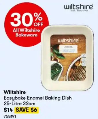 BIG W Wiltshire Easybake Enamel Baking Dish 25-Litre 32cm offer