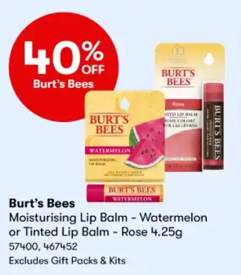 BIG W Burt's Bees Moisturising Lip Balm - Watermelon or Tinted Lip Balm - Rose 4.25g offer