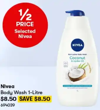 BIG W Nivea Body Wash 1-Litre offer