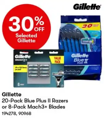 BIG W Gillette 20-Pack Blue Plus II Razers or 8-Pack Mach3+ Blades offer