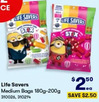 BIG W Life Savers Medium Bags 180g-200g offer