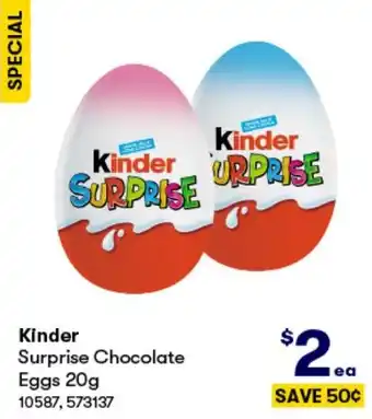BIG W Kinder Surprise Chocolate Eggs 20g offer