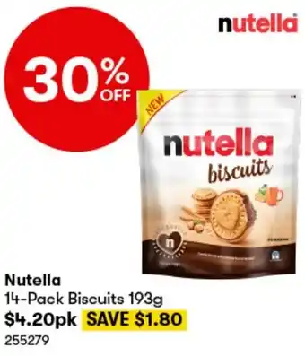 BIG W Nutella 14-Pack Biscuits 193g offer