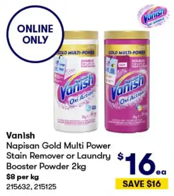 BIG W Vanish Napisan Gold Multi Power Stain Remover or Laundry Booster Powder 2kg offer