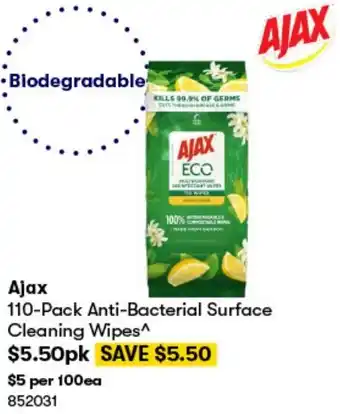 BIG W Ajax 110-Pack Anti-Bacterial Surface Cleaning Wipes offer
