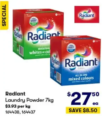 BIG W Radiant Laundry Powder 7kg offer