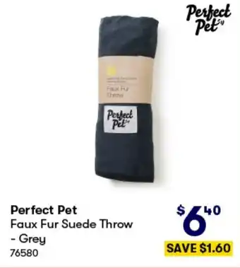 BIG W Perfect Pet Faux Fur Suede Throw - Grey offer