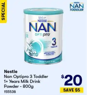 BIG W Nestle Nan Optipro 3 Toddler 1+ Years Milk Drink Powder - 800g offer