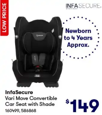 BIG W InfaSecure Vari Move Convertible Car Seat with Shade offer