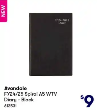 BIG W Avondale FY24/25 Spiral A5 WTV Diary - Black offer