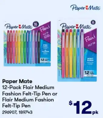 BIG W Paper Mate 12-Pack Flair Medium Fashion Felt-Tip Pen or Flair Medium Fashion Felt-Tip Pen offer
