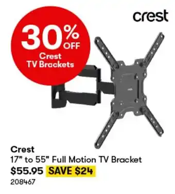 BIG W Crest 17" to 55" Full Motion TV Bracket offer