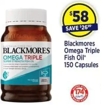 Star Discount Chemist Blackmores Omega Triple Fish Oil 150 Capsules offer