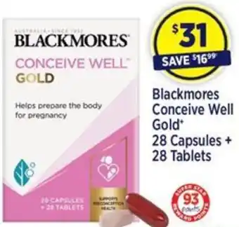 Star Discount Chemist Blackmores Conceive Well Gold 28 Capsules + 28 Tablets offer