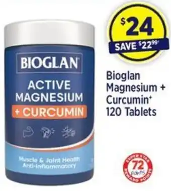 Star Discount Chemist Bioglan Magnesium + Curcumin 120 Tablets offer