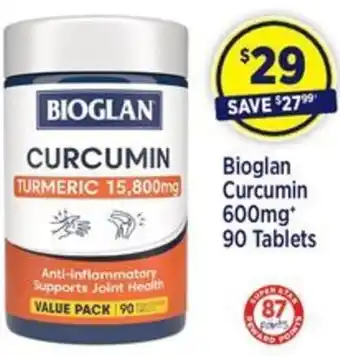 Star Discount Chemist Bioglan Curcumin 600mg 90 Tablets offer