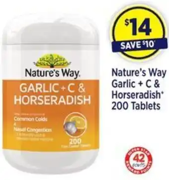 Star Discount Chemist Nature's Way Garlic + C & Horseradish 200 Tablets offer