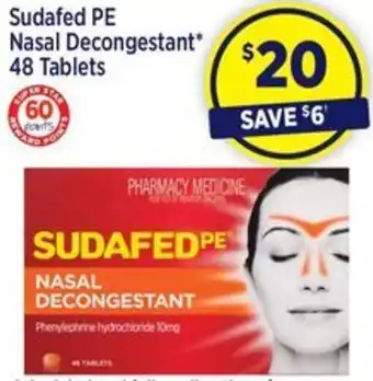 Star Discount Chemist Sudafed PE Nasal Decongestant 48 Tablets offer