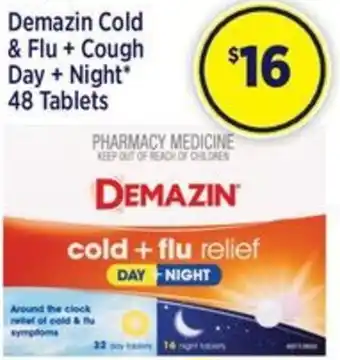 Star Discount Chemist Demazin Cold & Flu + Cough Day + Night 48 Tablets offer