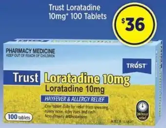 Star Discount Chemist Trust Loratadine 10mg 100 Tablets offer