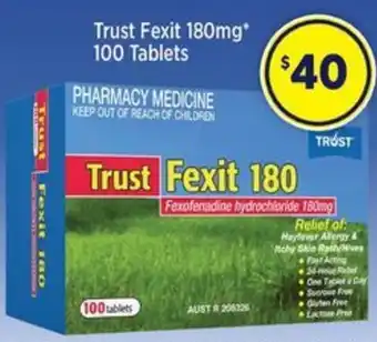 Star Discount Chemist Trust Fexit 180mg 100 Tablets offer