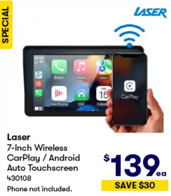 BIG W Laser 7-Inch Wireless CarPlay/Android Auto Touchscreen offer