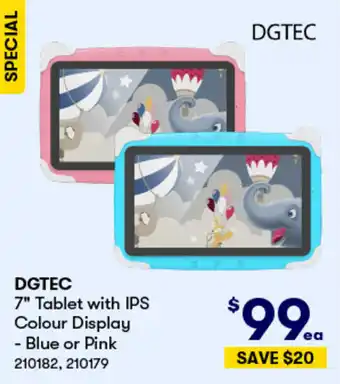 BIG W DGTEC 7" Tablet with IPS Colour Display - Blue or Pink offer