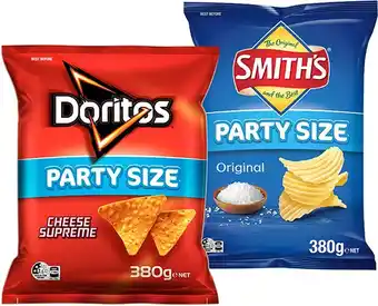 BIG W Smith’s or Doritos Party Bags 380g offer