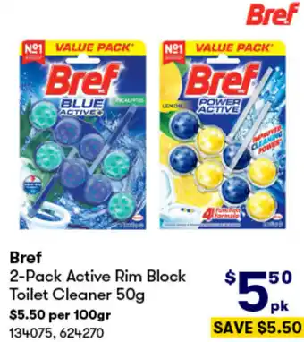 BIG W Bref 2-Pack Active Rim Block Toilet Cleaner 50g offer