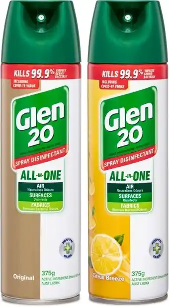 BIG W Glen 20 Spray Disinfectant All-In-One 375g^ offer