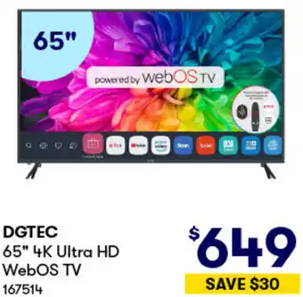 BIG W DGTEC 65" 4K Ultra HD WebOS TV offer