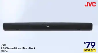JVC 2.0 Channel Sound Bar - Black