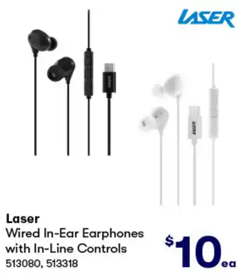 BIG W LASER Wired In-Ear Earphones with In-Line Controls offer