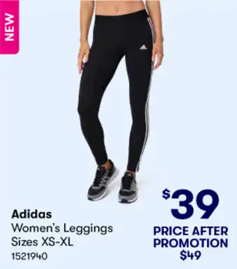 BIG W Adidas Women's Leggings Sizes XS-XL offer