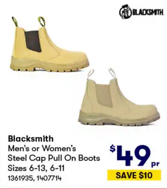 BIG W Blacksmith Men's or Women's Steel Cap Pull On Boots offer