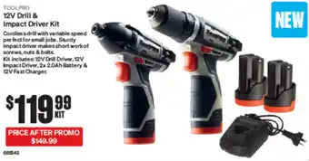 SuperCheap Auto TOOLPRO 12V Drill & Impact Driver Kit offer