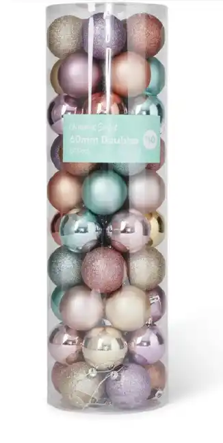 50-pack christmas sorbet 60mm baubles