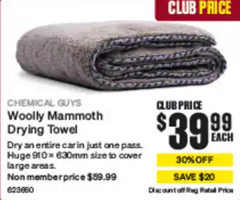 SuperCheap Auto CHEMICAL GUYS Woolly Mammoth Drying Towel offer